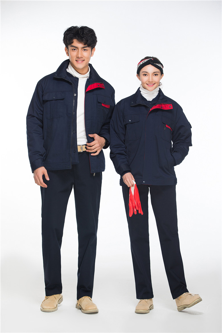 工作服订制 秋冬加厚藏蓝色工作服展示